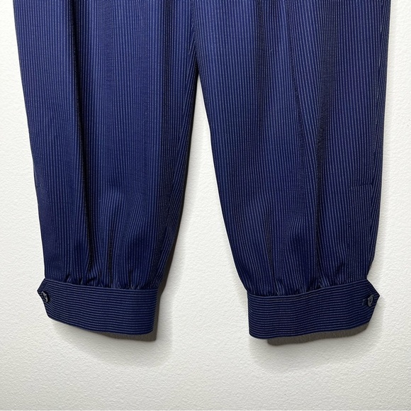 Ralph Lauren Purple Label Wool Navy with White Pin Striped Equestrian Pants - Picture 4 of 8